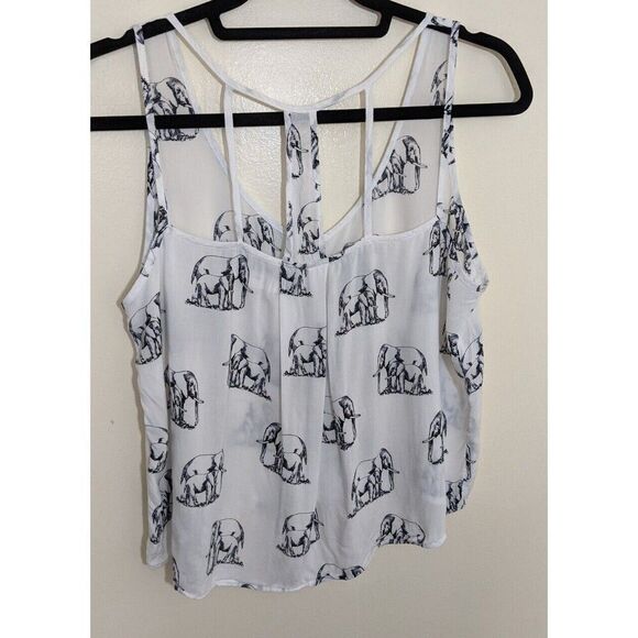 Aeropostale Sheer Elephant Button Front Rayon Hi-Lo Cropped Top Large - Picture 4 of 10